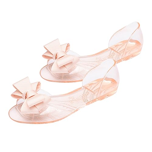 SHERCHPRY Damen Bowknot Sandalen Flach Sommer Sandaletten Kreative Jelly Schuhe Strand Freizeit Leicht Beige Us von SHERCHPRY