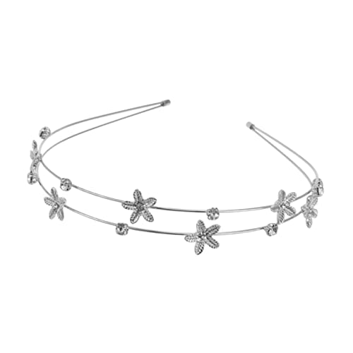 SHERCHPRY Damen Haarschmuck mit Strass Doppelter Schicht Silbernes Hochzeits Haarband mit Fünfblättrigem Blumenstil Accessoire für Bräute und Besondere Anlässe von SHERCHPRY