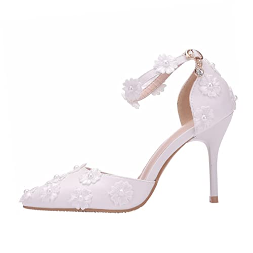 SHERCHPRY Damen High Heel Sandalen mit Spitzem Zehenbereich Stilvolle Weiße Riemchensandalen Komfortable Absatzschuhe für Hochzeit Party und Abendveranstaltungen von SHERCHPRY