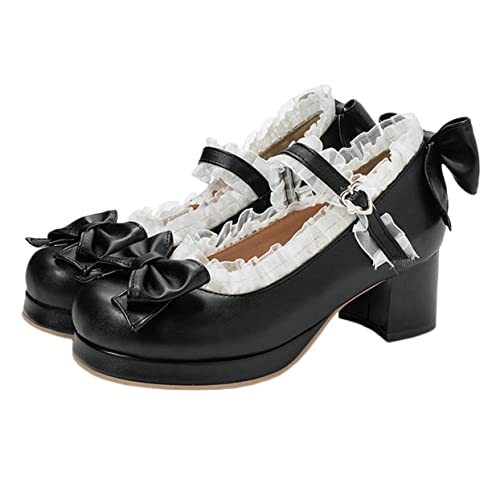 SHERCHPRY Damen High Heels mit Schleife Absatzschuhe aus Hautfreundlichem Material Komfortabel und Langlebig Geeignet für Frühling und Strand Damenschuhe Schwarz von SHERCHPRY