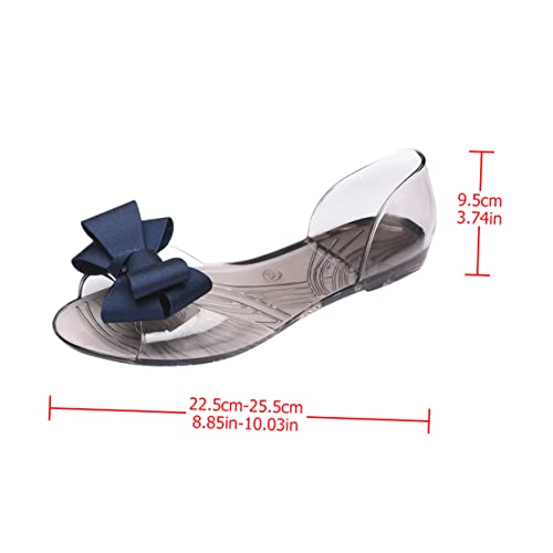 SHERCHPRY Damen Jelly Sandalen Flach Sommer Strandschuhe mit Schleifenverzierung Dunkelblau Leicht und Kreativ für Strand und Alltag Geeignet von SHERCHPRY