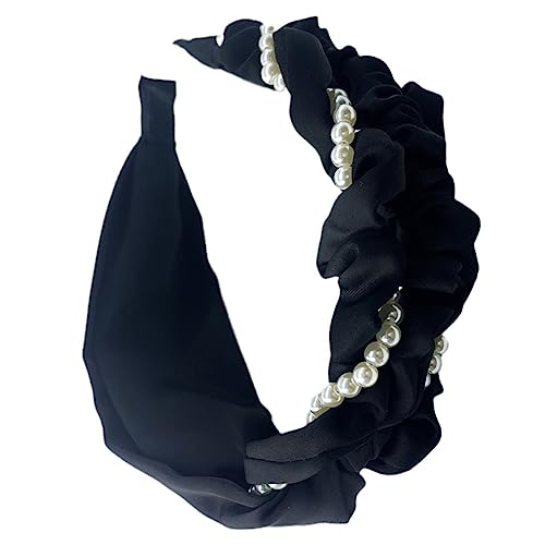 SHERCHPRY Damen Knotted Headband mit Perlenkette Breites Dekoratives Haaraccessoire für Party und Alltag Modischer Haarschmuck für und Mädchen von SHERCHPRY