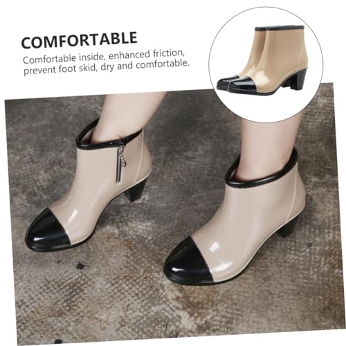 SHERCHPRY Kurze Regenstiefel Damen Mit Seitlichem Reißverschluss Modische Rutschfeste Regenschuhe Aus Pvc-material Für Outdoor Camping Und Reisen von SHERCHPRY