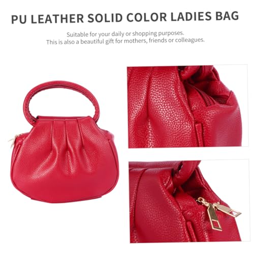 SHERCHPRY Damen Mini Handtasche PU Material Münzbeutel Klein Elegant mit Reißverschluss und Schnalle für Shopping Alltag Rosa Rot von SHERCHPRY