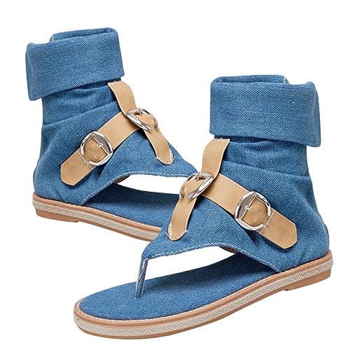 SHERCHPRY Damen Sandalen Flach mit Flacher Sohle Komfortable Sommer Schuhe aus Hochwertigem für Alltag und Outdoor Modisch zu Kleidern und Freizeitoutfits Passend Dunkelblau von SHERCHPRY