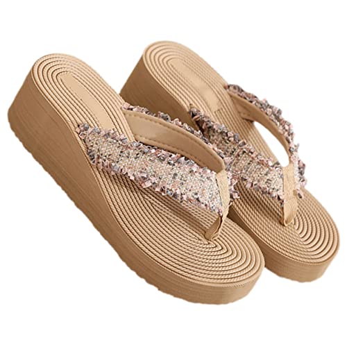 SHERCHPRY Damen Sandalen Keilabsatz Sommer Pantoletten Strand Schuhe Rutschfest Komfortabel Atmungsaktiv Boho Stil von SHERCHPRY