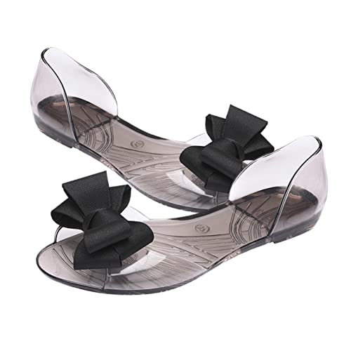 SHERCHPRY Damen Sandalen Sommer Flach Bowknot Sandaletten Kreative Strand Schuhe Leicht Atmungsaktiv Schwarz Geeignet für Freizeit und Urlaub von SHERCHPRY