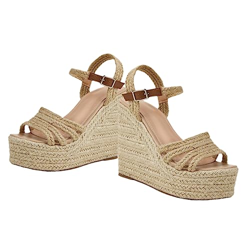 SHERCHPRY Damen Sandalen mit Keilabsatz Verstellbarem Knöchelriemen Atmungsaktiv Leicht Rutschfest Sommerliche Strand und Freizeitschuhe Bequeme Wedges für Frauen von SHERCHPRY