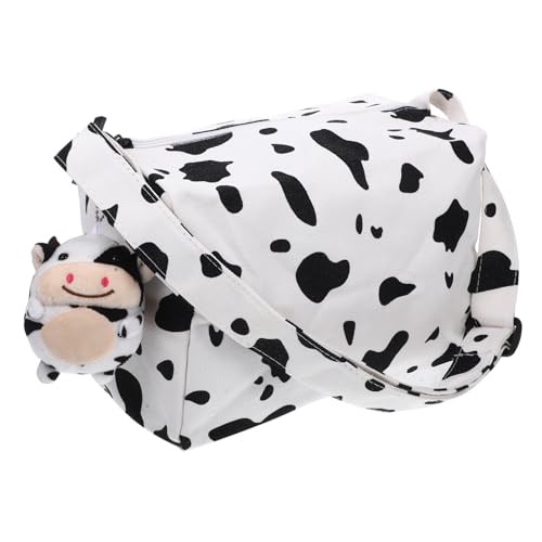 SHERCHPRY Damen Umhängetasche Bucket Bag mit Kuh Anhänger Modische Schultertasche aus Komfortablem Material Vielseitig Tragbar als Crossbody Einzigartiges Design für Alltag und Freizeit von SHERCHPRY