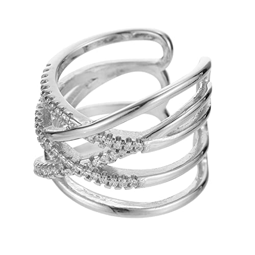 SHERCHPRY Frauen Ring Eleganter Gekreuzte Linien Finger Ring Zirkon Öffnung Damen Schmuck Filigranes Design Hochzeit Party Geschenk von SHERCHPRY