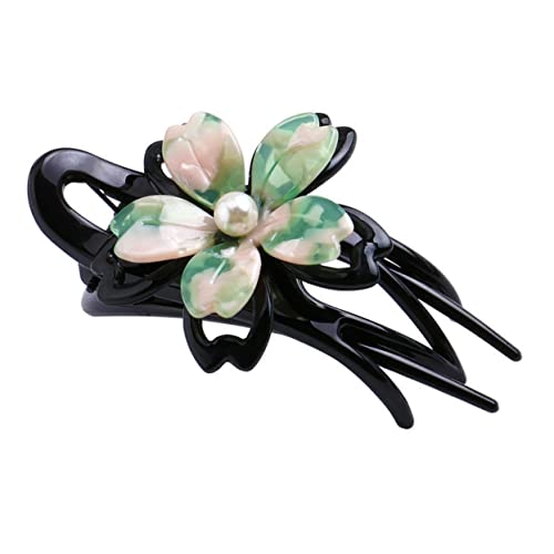 SHERCHPRY Doppelschichtiger Rutschfester Acryl-haarclip Für Dutt Mit Blumenmuster Für Dickes Lockiges Oder Glattes Haar Für Frauen Und Mädchen von SHERCHPRY