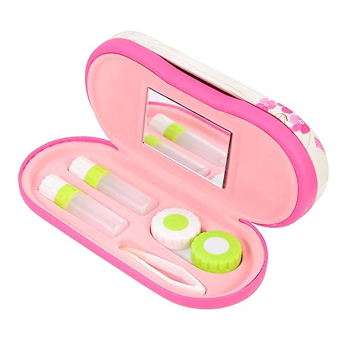 SHERCHPRY Doppelter Brillenetui Kontaktlinsenbehälter Tragbare Aufbewahrungsbox Aus Pu Mit Spiegel Pu Material Für Damen Für Reisen von SHERCHPRY