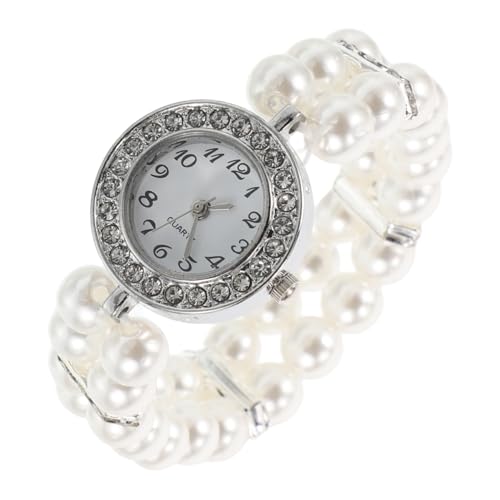 SHERCHPRY Elegantes Damenarmband mit Doppelt Reihigen Künstlichen Perlen und Funkelnden Strasssteinen Dehnbares Verstellbares Schmuckstück für Vintage Mode Geschenkidee zu Weihnachten und von SHERCHPRY