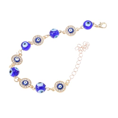 SHERCHPRY Evil Eye Hand Bracelet Unisex mit Blauem Glasauge Goldfarbenes Armband mit Runder Türkischer Glasperle Minimalistischer Schutzschmuck für Damen und Herren Einstellbare von SHERCHPRY