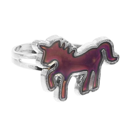 SHERCHPRY Farbenfroher Einhorn Stimmungsring für Mädchen Temperaturabhängig Farbwechselnder Schmuck Niedlicher Cartoon Tier Design Minimalistischer Fingerring Individuelles Accessoire für von SHERCHPRY