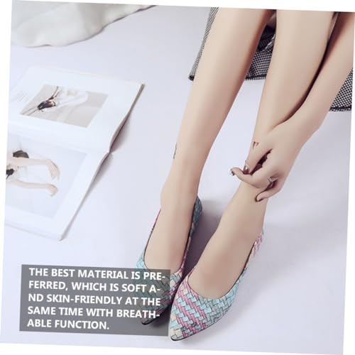 SHERCHPRY Flache Damen Pumps mit Rutschfester Sohle Atmungsaktiv Spitz Zulaufend Leichter Alltagsschuh Modischer Slip für Schule Büro und Freizeit Farbverlaufsblau von SHERCHPRY