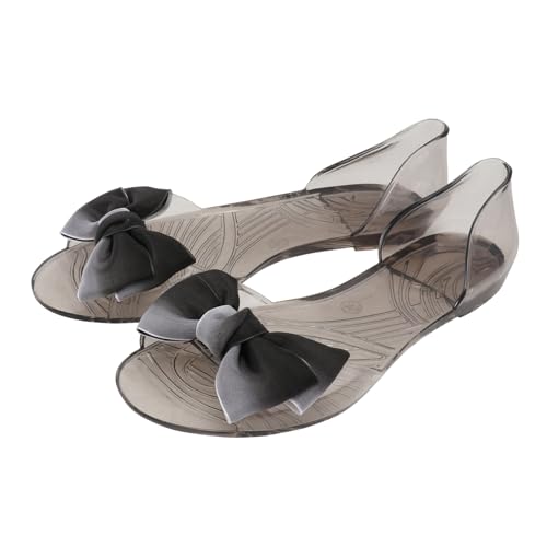 SHERCHPRY Flache Damen Sandalen Fisch Zeh Design mit Schleife Sommer Strand Schuhe Atmungsaktiv Leicht Elegant Schwarz Flache Damenschuhe für Heiße Tage und Freizeit von SHERCHPRY