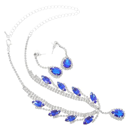 SHERCHPRY Flash Diamond Set Brautdusche Halskette Braut Hochzeit Schmuck Funkelnde Halskette Und Ohrringe Hochzeit Schmuck Braut Statement Strass Blau von SHERCHPRY