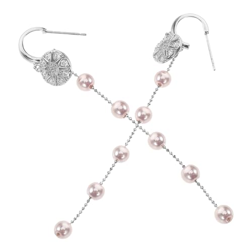 SHERCHPRY Ohrringe Mit Perlen Und Langer Kette Modeschmuck Für Damen Stilvolle Perlenohrringe Perlenohrstecker Für Mädchen Zierliche Ohrringe Für Hochzeit Und Kostümparty von SHERCHPRY