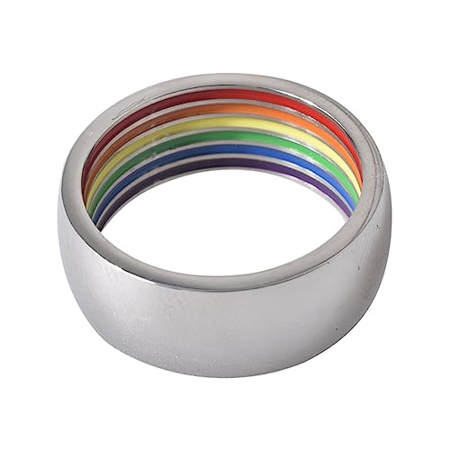 SHERCHPRY Gay Ring Rostfreiem Stylischer Bunter Regenbogen Fingerring Langlebig und Hautfreundlich Modisches Schmuckstück für Herren und Damen als von SHERCHPRY
