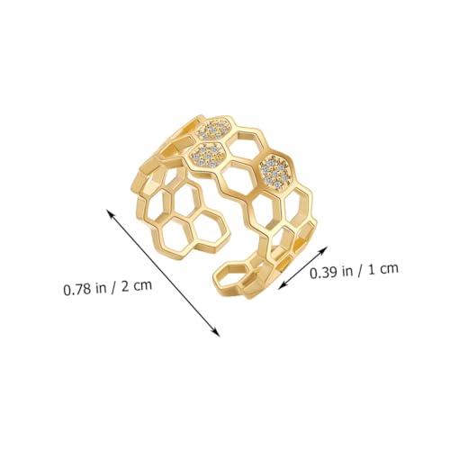SHERCHPRY Gold Vergoldeter Offener Damenring mit Zirkonia Mikrofassung Geometrisches Design Eleganter Finger Schmuck Für Alltag von SHERCHPRY