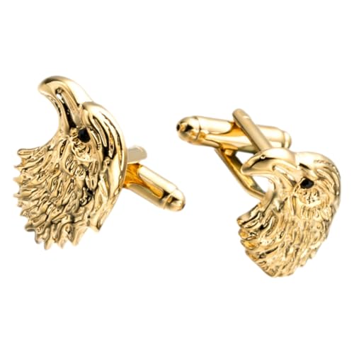 SHERCHPRY Goldene Eagle Manschettenknöpfe aus Metall für Herren Dekorative Tiermotiv Designs Hemdmanschettenknöpfe für Business und Hochzeit Sicher Haftend Modisches Accessoire von SHERCHPRY