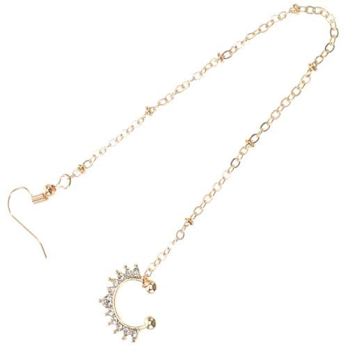 SHERCHPRY Goldener Fake Nasenring mit Strassbesatz und Kettenanhänger Leichter Metall Schmuck Piercing Nasen zu Ohr Kette für Frauen Geeignet für Tanz Party Hochzeit und Festival von SHERCHPRY