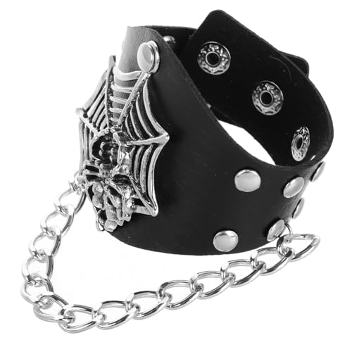 SHERCHPRY Spinnennetz-pu-manschette Gothic-manschettenarmband Verstellbares Punk-armband Skeletthand-armband Für Outfits Im Rock-stil von SHERCHPRY
