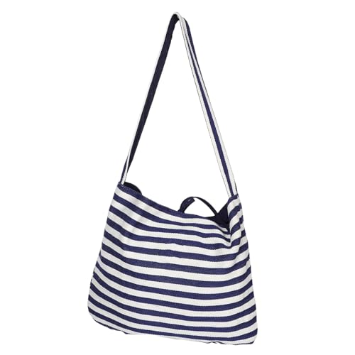 SHERCHPRY Große Doppelseitige Gestreifte Tasche Wiederverwendbare Schultertasche für Damen Vielseitig Geräumig Tragbar als Umhängetasche für Alltag Arbeit Einkauf und Reisen von SHERCHPRY