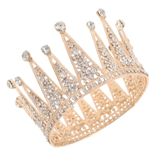 SHERCHPRY Große Goldfarbene Strass Krone Damen Tiara mit Funkelnden -haarschmuck für Hochzeit Braut Geburtstagsfeier Elegante Bequeme und Sichere Glamouröse Braut-accessoires von SHERCHPRY