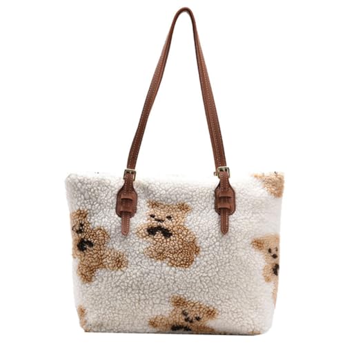 SHERCHPRY Große Kapazität Plüsch Schultertasche Damen und Mädchen Tragetasche Leicht und Robust Vielseitig als Handtasche oder Umhängetasche für Alltag Shopping und Reisen von SHERCHPRY