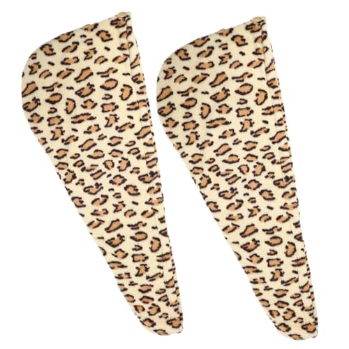 SHERCHPRY Haarturban Handtuch 2 Stück Schnelltrocknend Mikrofaser Duschhaube für Damen mit Leopardenmuster Wiederverwendbar Extra Saugfähig von SHERCHPRY