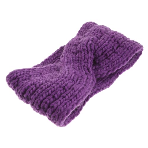 SHERCHPRY gestrickte Schleife Headwrap gehäkeltes Stirnband Haarbandanas Stirnbänder Haarbänder gestricktes Stirnband. gestrickte Kopfbedeckung Ohrenwärmer Krawatte Schal häkeln Violett von SHERCHPRY