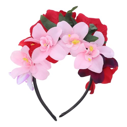 SHERCHPRY Halloween Rosenblumen Haarband Kunstblumen Stirnband Tag der Toten Kopfschmuck Mexikanische Krone für Kostüm Party Zubehör von SHERCHPRY