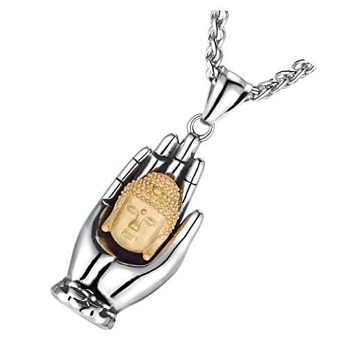 SHERCHPRY Hand Palm Buddha Halskette Herrenanhänger Blumen Korb Kette Kreativer Schmuck von SHERCHPRY