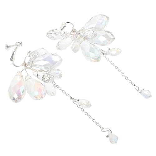 SHERCHPRY Ohrringe Für Damen Braut Hochzeit Mit Quasten Anhänger Ohrclips Tropfenohrringe Lange Hänger Clip Design von SHERCHPRY