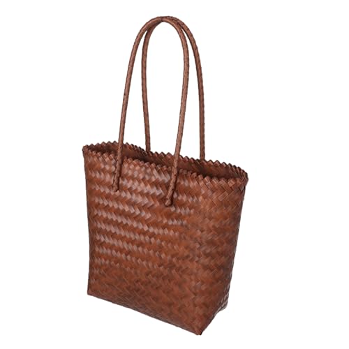 SHERCHPRY Stroh Handtasche Aus Rattan-imitat Gewebte Damen-tasche Mit Langem Schultergurt Strand-umhängetasche Für Täglichen Gebrauch Boho-korbhandtasche Für Einkäufe von SHERCHPRY