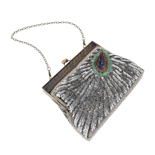SHERCHPRY Handgefertigte Perlen-pailletten-clutch mit Pfau-motiv Vintage Stil Elegante Abendtasche für Hochzeit Party Braut und Festliche Anlässe Einzigartiges Schmuckstück für Damen von SHERCHPRY