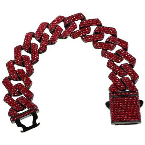 SHERCHPRY Herren Kubanische Gliederkette 20mm Strass Bling Hip Hop Armband 7 Zoll für Männer Alltag Besondere Anlässe von SHERCHPRY