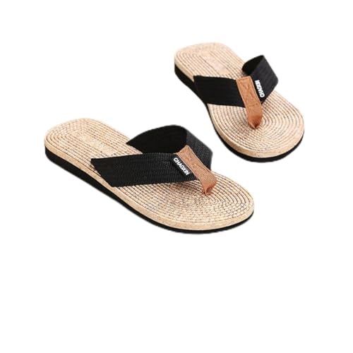 SHERCHPRY Herren Flip Flops Strand Sandalen Rutschfest Leicht Zehentrenner Komfortable Sommer Hausschuhe für Innen und Außen Schwarz Spiralholzoptik von SHERCHPRY