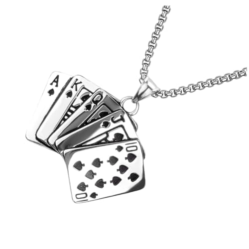 SHERCHPRY Herren Halskette mit Poker Anhänger Langlebigem Titansstahl Stilvolles Schmuckstück für Partys und Besondere Anlässe Robust und Verblassungsfrei Modisches Accessoire von SHERCHPRY