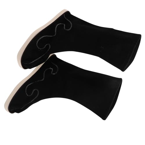 SHERCHPRY Herren Hanfu Stiefel Antirutsch Chinesische Traditionelle Bestickte Performance Schuhe Für Kung Fu Tai Chi Cosplay Schwarz Midcalf Design von SHERCHPRY