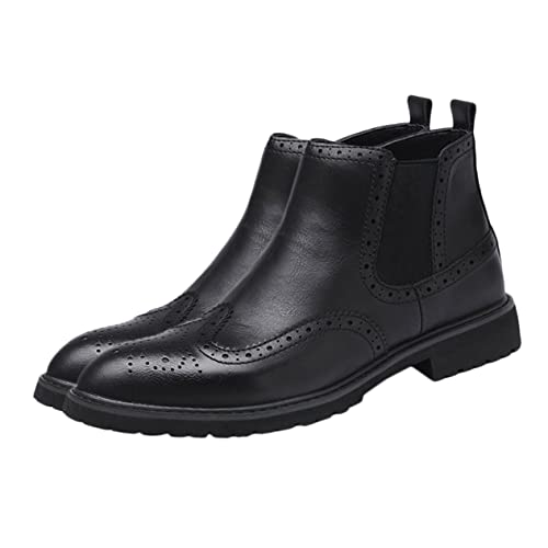 SHERCHPRY Herren High Top Boots Geschnitztem Muster Rutschfeste und Abriebfeste Sohle Modische Klassische Herrenstiefel Komfortabel und Atmungsaktiv Geeignet für Alltag und Business von SHERCHPRY