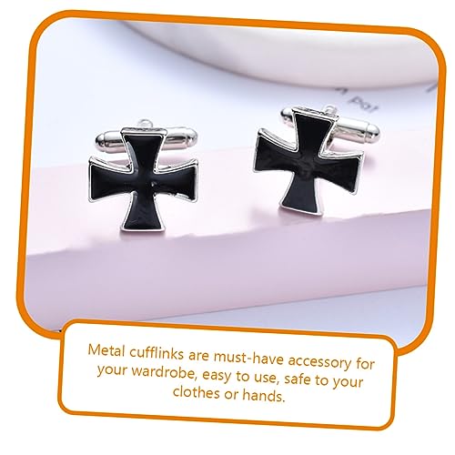 SHERCHPRY Herren Manschettenknöpfe Kreuz aus Langlebiger Legierung Stabile Tuxedo Shirt Buttons Sichere Anstecker für Anzug und Business Schwarz von SHERCHPRY