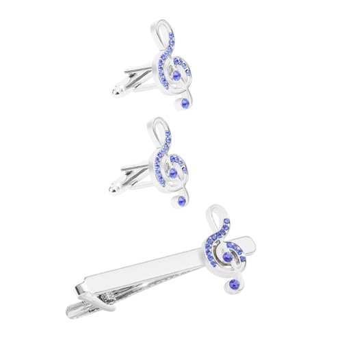 SHERCHPRY Herren Manschettenknöpfe und Krawattenklammer mit Funkelnden Musiknoten Elegantes Business Accessoire für Anzug und Hemd Modisch für Büro Meeting und Festliche Anlässe von SHERCHPRY