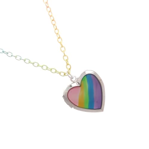 SHERCHPRY Herzanhänger Halskette Kleine Tragbare Kette mit Buntem Regenbogenband Sicher und Komfortabel für Alltag und Party Schmuckgeschenk Mädchen Jungen von SHERCHPRY