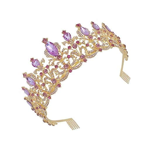 SHERCHPRY Hochzeitskrone für Bräute Funkelndes Diadem mit Kristallen Haarschmuck Accessoire für Damen für Hochzeiten und Partys Violett Langlebiges Design von SHERCHPRY
