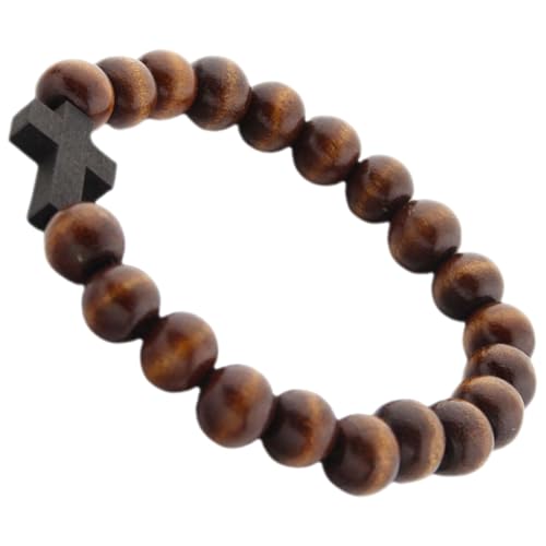 SHERCHPRY Holzperlen Armband mit Kreuzanhänger Handgemachtes Christliches Schmuckstück für Männer und Frauen für Anlässe Wie Firmung von SHERCHPRY