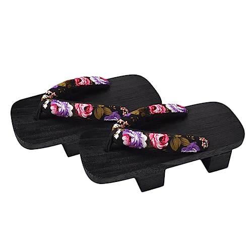SHERCHPRY Japanische Clogs Holzsandalen Damen Sommer Slipper Casual Plattform Pantoletten mit Blumenmuster Langlebig Rutschfest Modisch für Freizeit und Party Geeignet von SHERCHPRY