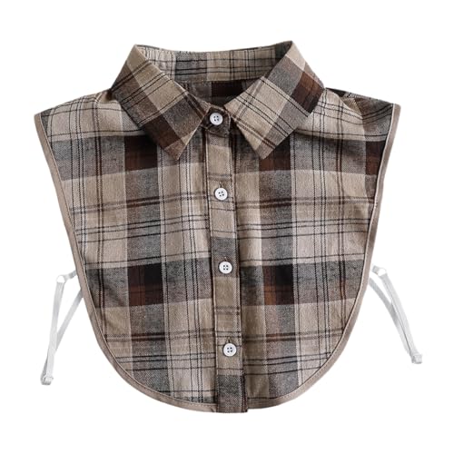 SHERCHPRY Karierter Falscher Kragen Dicke Kragenbluse Leinenhemden Bluse Für Frauen Damenbluse Pullover Kleid Karierte Hemden Damen Reversbluse Falscher Kragen Für Frauen von SHERCHPRY